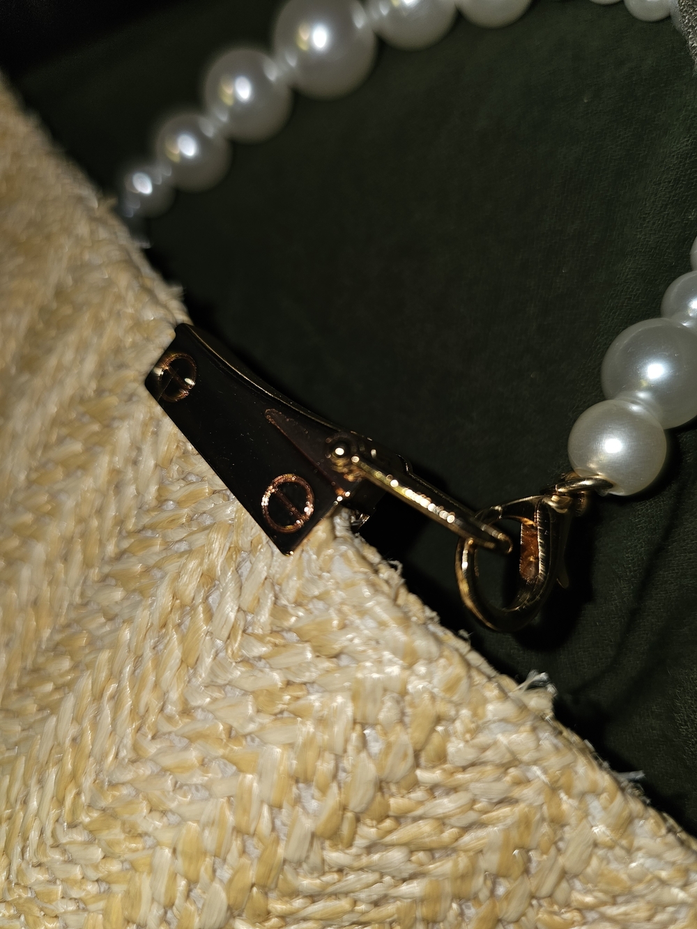 Dior Straw Pearl PurseTrim Shoulder Bag in Beige - Picture 4 of 15